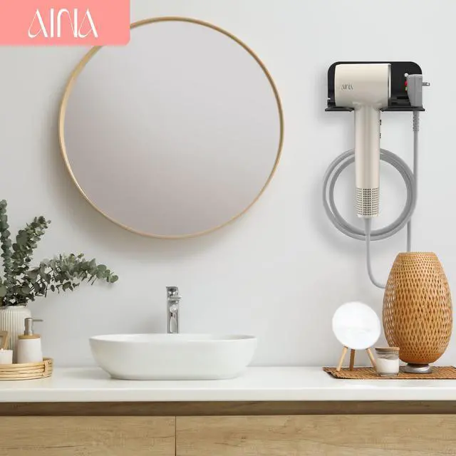 Alt view image 5 of 6 - Hair Dryer Holder, Wall Mount | Foldable Wall Hair Tool Organizer for Bedroom & Bathroom | Multi-Functional Hair Dryer Rack | Lightweight