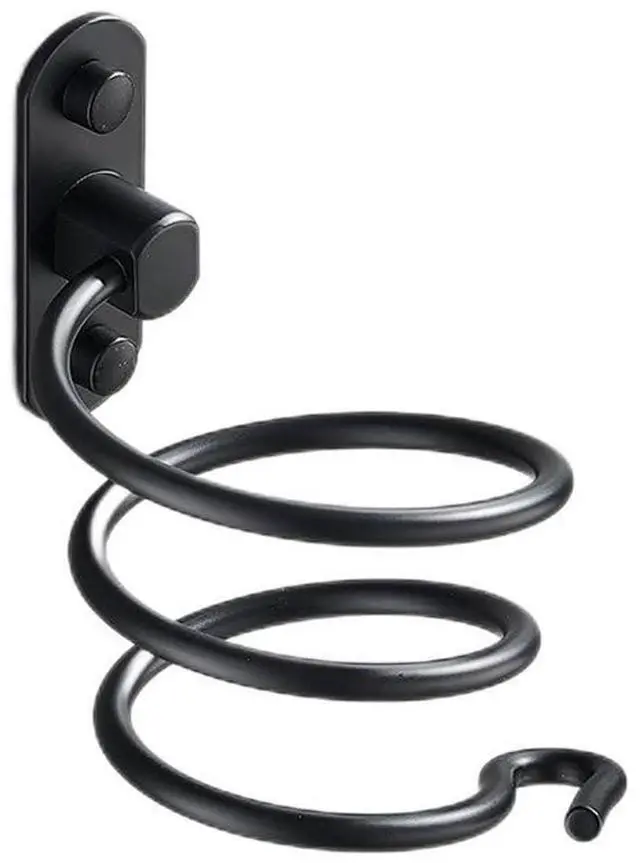 Main image of Hair Dryer Holder, Aluminum Wall Mounted Hair Dryer Rack Spiral Hair Care Tools Hanging Rack Organizer for Bathroom, Bedroom, Barbershop (Black)