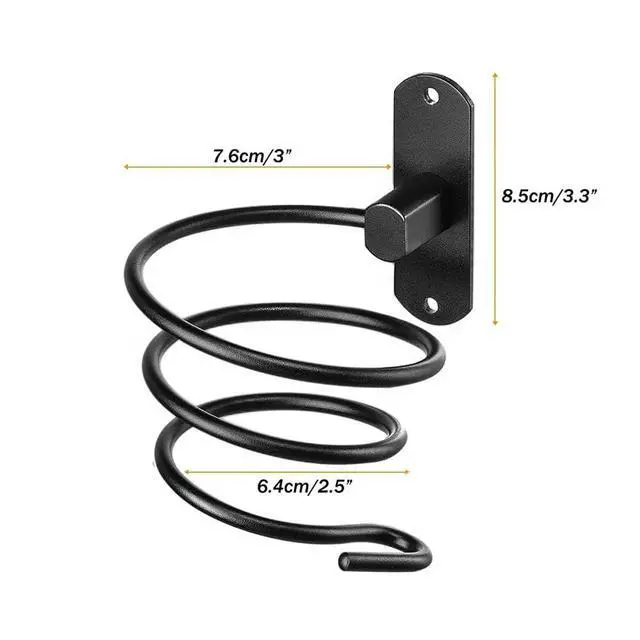 Alt view image 3 of 6 - Hair Dryer Holder, Aluminum Wall Mounted Hair Dryer Rack Spiral Hair Care Tools Hanging Rack Organizer for Bathroom, Bedroom, Barbershop (Black)