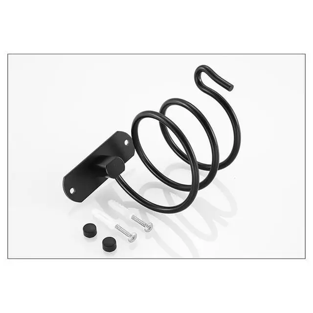 Alt view image 5 of 6 - Hair Dryer Holder, Aluminum Wall Mounted Hair Dryer Rack Spiral Hair Care Tools Hanging Rack Organizer for Bathroom, Bedroom, Barbershop (Black)