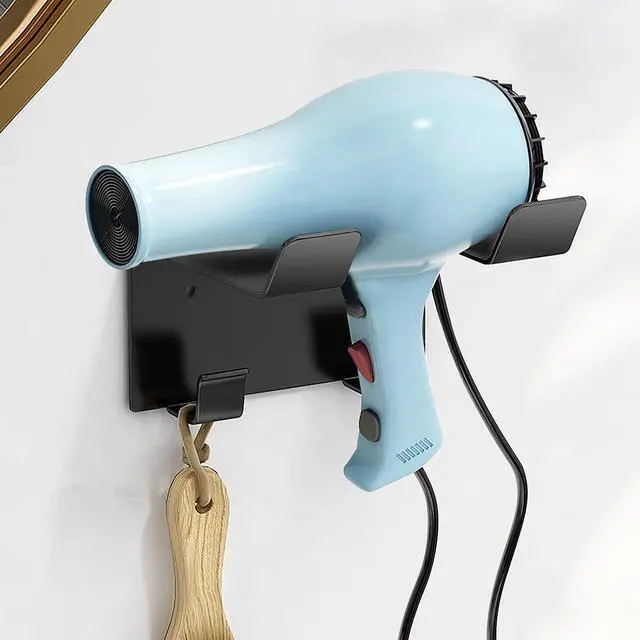 Main image of Hair Dryer Holder Wall Mount, Stainless Steel Blow Dryer Holder for Bathroom, Rustproof Hair Dryer Organizer Fits 2.3" Diameter, Easy Wall Installation (Black)