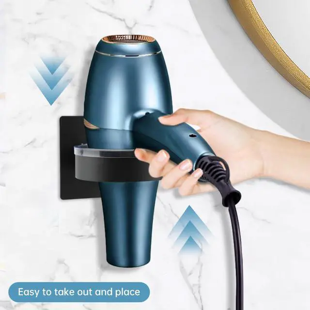 Alt view image 5 of 7 - Hair Dryer Holder Blow Dryer Holder Wall Mounted Hairdryer Holders for Bathroom Stainless Steel Blow Dryers Organizer Adhesive Hair Tool Organizer for Hairs Dryers Hanger(Color:Black)