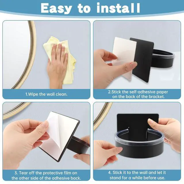Alt view image 7 of 7 - Hair Dryer Holder Blow Dryer Holder Wall Mounted Hairdryer Holders for Bathroom Stainless Steel Blow Dryers Organizer Adhesive Hair Tool Organizer for Hairs Dryers Hanger(Color:Black)