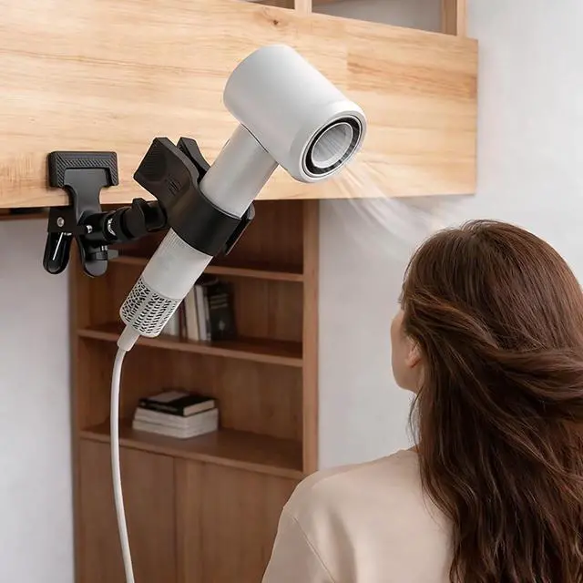 Alt view image 2 of 7 - 360 Degree Rotating Hands Free Hair Dryer Holder Sturdy Metal Base and Strong Clamp Adjustable and Flexible Blow Dryer Stand for Easy Styling Stable and Easy Installation