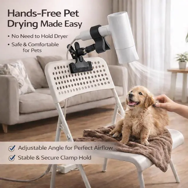 Alt view image 3 of 7 - 360 Degree Rotating Hands Free Hair Dryer Holder Sturdy Metal Base and Strong Clamp Adjustable and Flexible Blow Dryer Stand for Easy Styling Stable and Easy Installation