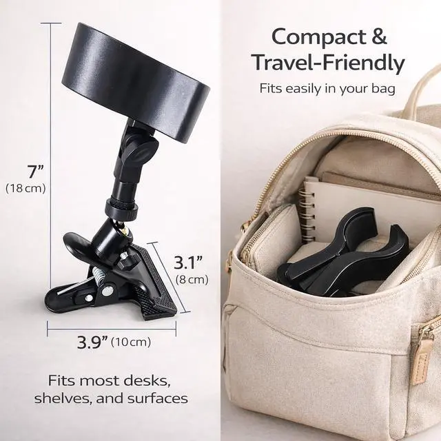 Alt view image 4 of 7 - 360 Degree Rotating Hands Free Hair Dryer Holder Sturdy Metal Base and Strong Clamp Adjustable and Flexible Blow Dryer Stand for Easy Styling Stable and Easy Installation