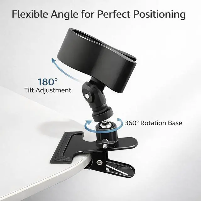 Alt view image 5 of 7 - 360 Degree Rotating Hands Free Hair Dryer Holder Sturdy Metal Base and Strong Clamp Adjustable and Flexible Blow Dryer Stand for Easy Styling Stable and Easy Installation
