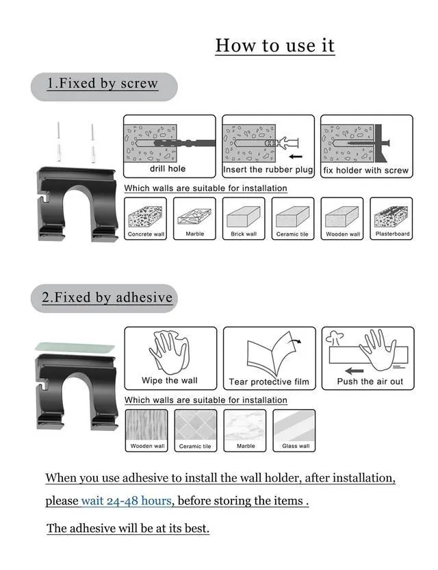 Alt view image 7 of 7 - Universal Hair Dryer Holder, Wall Mounted, (Black)