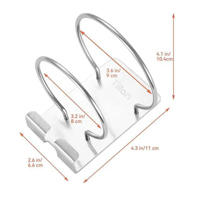 Alt view image 3 of 7 - Hair Dryer Holder Wall Mount, Blow Dryer Holder Self Adhesive, SUS 304 Stainless Steel, Bathroom Hair Tool Organizer Rack, Silver