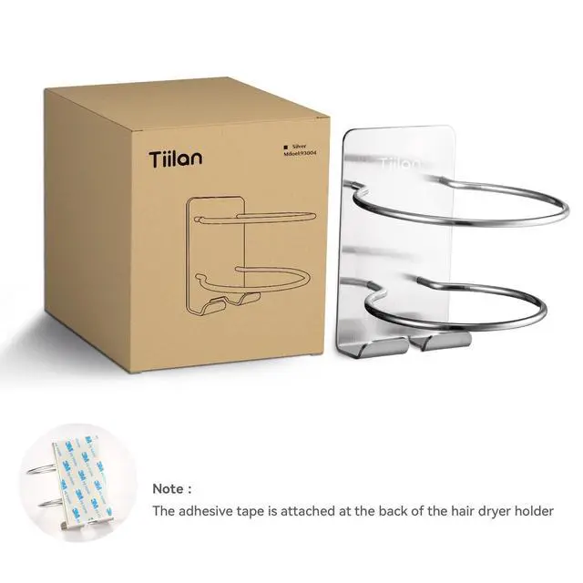 Alt view image 7 of 7 - Hair Dryer Holder Wall Mount, Blow Dryer Holder Self Adhesive, SUS 304 Stainless Steel, Bathroom Hair Tool Organizer Rack, Silver