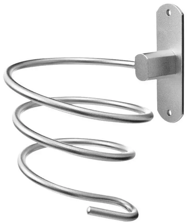 Main image of Blow Dryer Holder Wall Mounted Bathroom Hair Dryer Hanger Hair Tool Organizer for Full Size Dryer Swivel Storage Rack with Armrests for Flat Iron Curling Iron Space Saving Design (Silver)