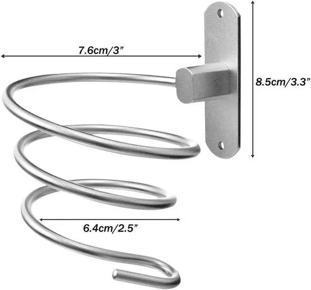 Alt view image 3 of 6 - Blow Dryer Holder Wall Mounted Bathroom Hair Dryer Hanger Hair Tool Organizer for Full Size Dryer Swivel Storage Rack with Armrests for Flat Iron Curling Iron Space Saving Design (Silver)
