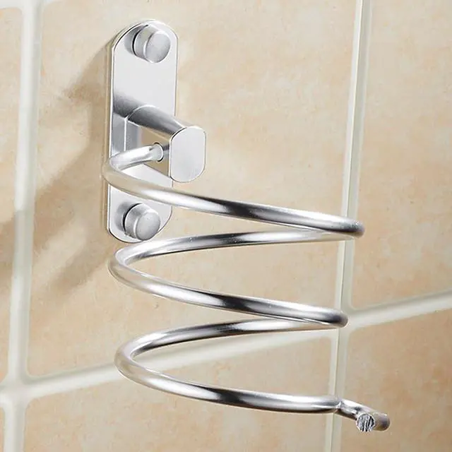 Alt view image 6 of 6 - Blow Dryer Holder Wall Mounted Bathroom Hair Dryer Hanger Hair Tool Organizer for Full Size Dryer Swivel Storage Rack with Armrests for Flat Iron Curling Iron Space Saving Design (Silver)