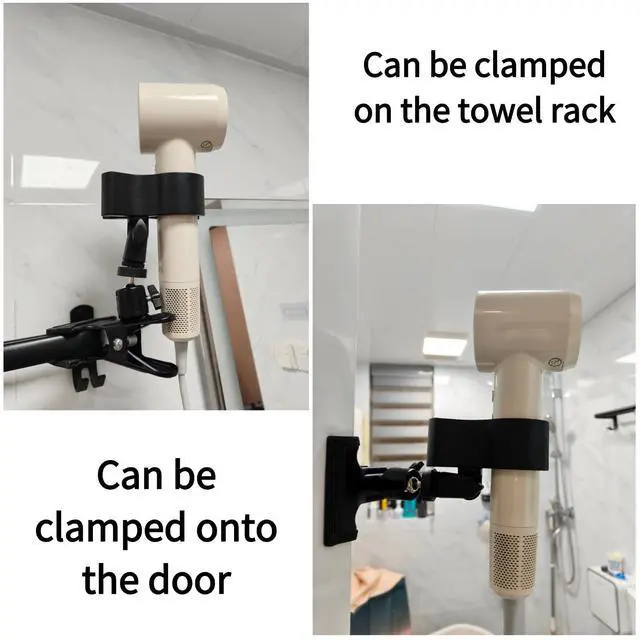 Alt view image 2 of 7 - 360° Rotating Hands Free Blow Dryer Holder, Stable Metal Base & Adjustable Clamp for Easy Styling, Salon Quality at Home, Desk or Wall Mountable Hair Dryer Stand