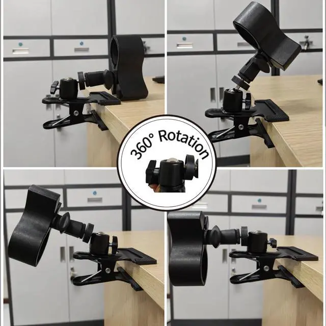 Alt view image 6 of 7 - 360° Rotating Hands Free Blow Dryer Holder, Stable Metal Base & Adjustable Clamp for Easy Styling, Salon Quality at Home, Desk or Wall Mountable Hair Dryer Stand