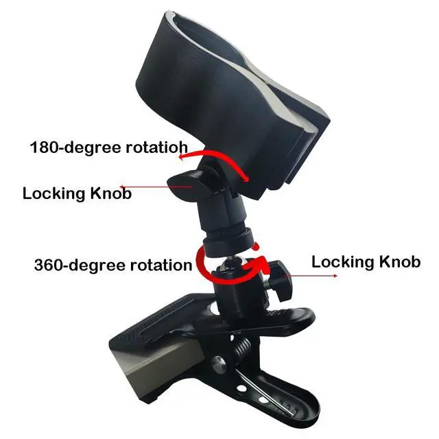 Alt view image 3 of 6 - Hands Free Hair Dryer Holder Metal Base 360 Degree Rotating Blow Dryer Stand for Clamp Hairdryer Organizer Rack
