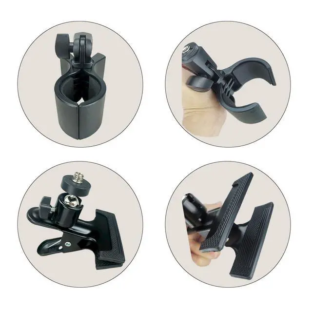 Alt view image 6 of 6 - Hands Free Hair Dryer Holder Metal Base 360 Degree Rotating Blow Dryer Stand for Clamp Hairdryer Organizer Rack