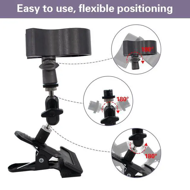 Alt view image 3 of 6 - Hands-Free Hair Dryer Holder with Double Ball Adjustment, 360° Rotating Portable Clamp-on Mount Lazy Blow Dryer Stand for Bathroom, Hair Salon, Makeup Room