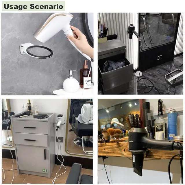 Alt view image 5 of 5 - Wall Mounted Hair Dryer Stand, Stainless Steel , Hair Tool Storage, Suitable for Bathrooms, Hair Salons, Hotels (Black 1 PCS)