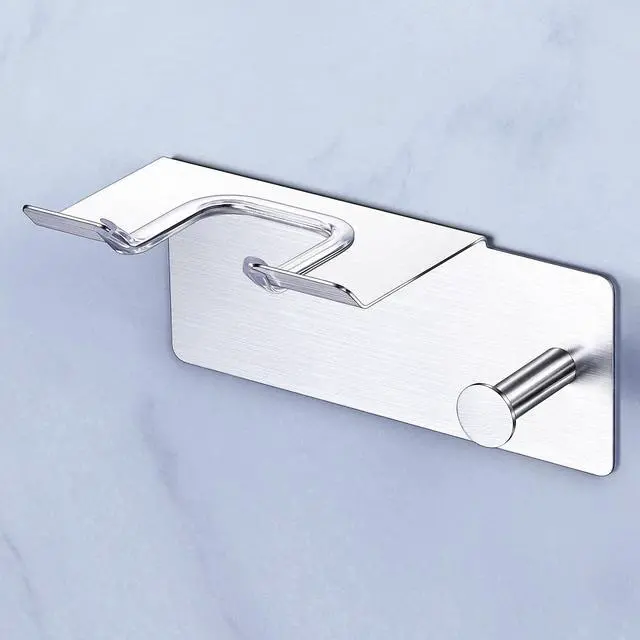 Alt view image 2 of 7 - Blow Dryer Holder Wall Mounted, Adhesive Hair Dryer Holder Wall Mount, Hairdryer Holder for Bathroom, Salon Hair Tools Organizer Storage, Silver