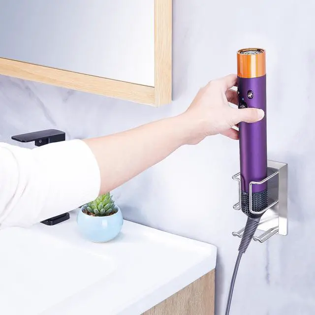 Alt view image 3 of 7 - Hair Straightener Holder Wall Mounted Blow Dryer Holder, Curling Iron Holder, Hairdryer and Straightener Holder, Bathroom Hair Tools Organizer and Storage (Silver)