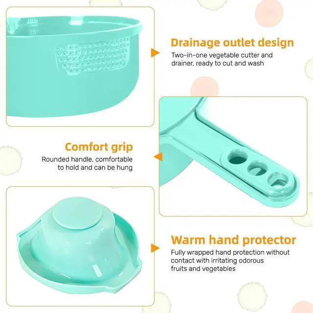 Alt view image 3 of 7 - Vegetable Chopper-7 IN 1 Potato Slicer,Vegetable Grater Food Chopper with Container Multifunctional Chopper Vegetable Cutter Slicer With 6 Stainless Steel Blades For Kitchen (Green, 7 in 1)