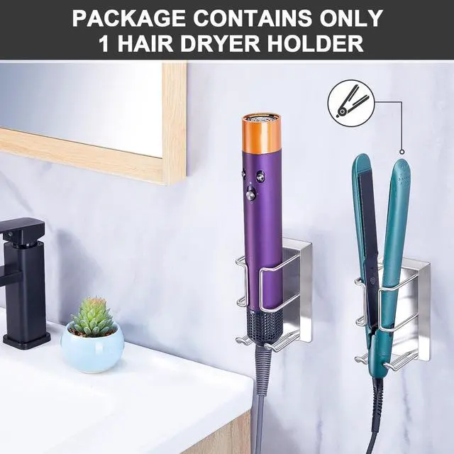 Alt view image 4 of 7 - Hair Straightener Holder Wall Mounted Blow Dryer Holder, Curling Iron Holder, Hairdryer and Straightener Holder, Bathroom Hair Tools Organizer and Storage (Silver)