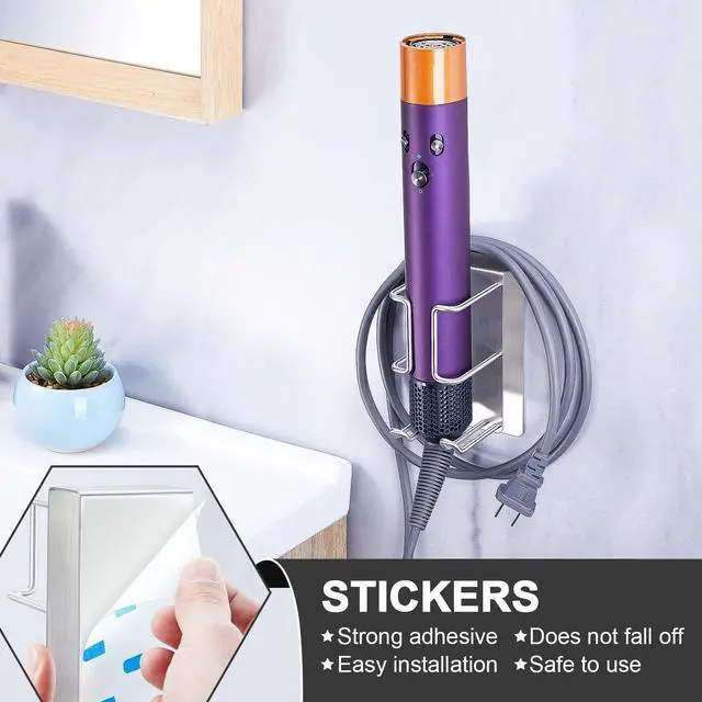 Alt view image 6 of 7 - Hair Straightener Holder Wall Mounted Blow Dryer Holder, Curling Iron Holder, Hairdryer and Straightener Holder, Bathroom Hair Tools Organizer and Storage (Silver)