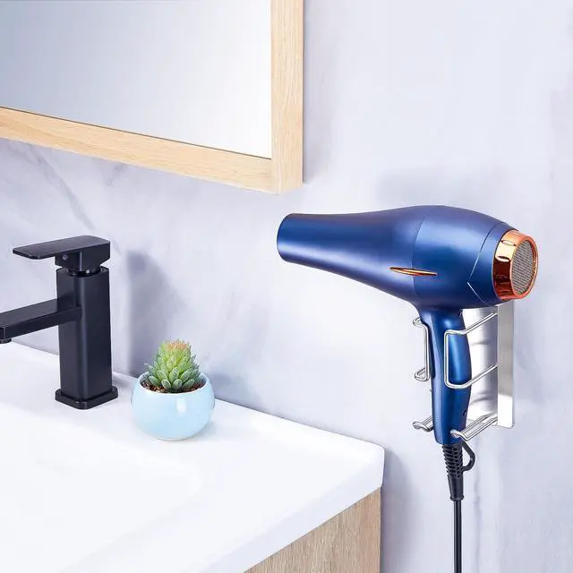 Alt view image 7 of 7 - Hair Straightener Holder Wall Mounted Blow Dryer Holder, Curling Iron Holder, Hairdryer and Straightener Holder, Bathroom Hair Tools Organizer and Storage (Silver)