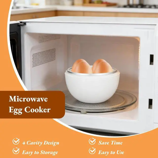 Alt view image 2 of 7 - Hard Boiled Egg Cooker, Electric Cooker 4 Eggs Capacity Compact Design Microwave Function Boiler Easy to Use for Home Kitchen