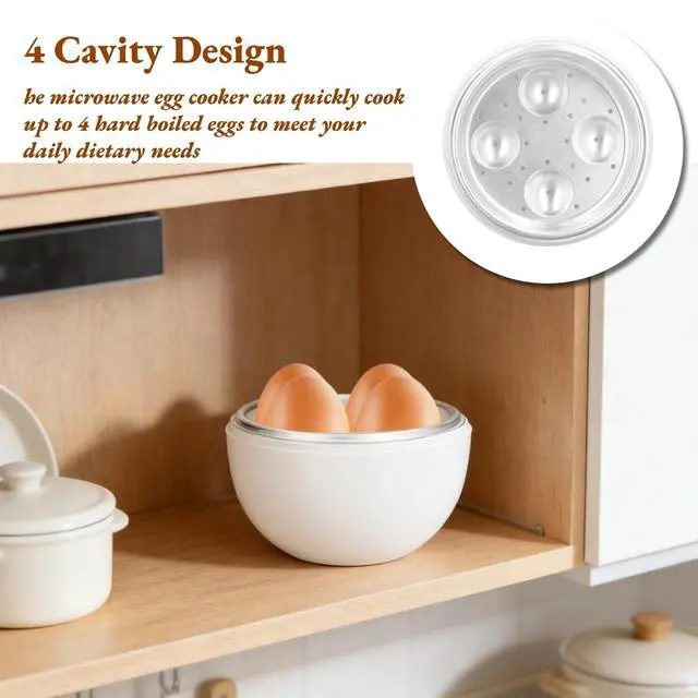 Alt view image 3 of 7 - Hard Boiled Egg Cooker, Electric Cooker 4 Eggs Capacity Compact Design Microwave Function Boiler Easy to Use for Home Kitchen