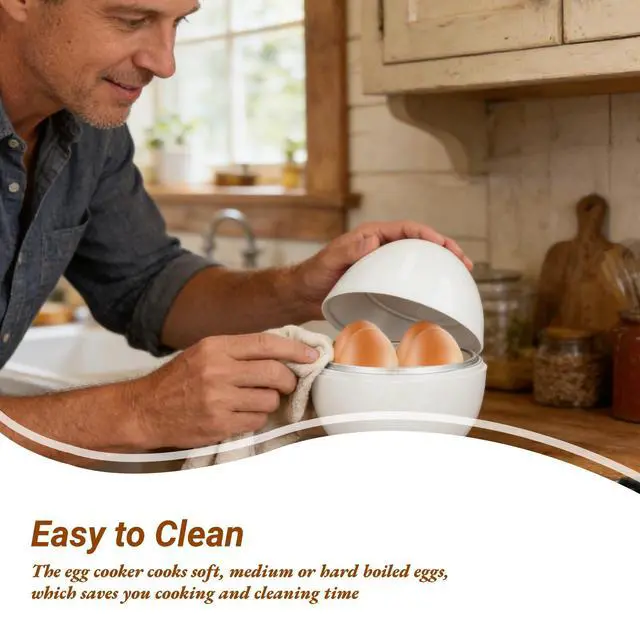 Alt view image 6 of 7 - Hard Boiled Egg Cooker, Electric Cooker 4 Eggs Capacity Compact Design Microwave Function Boiler Easy to Use for Home Kitchen