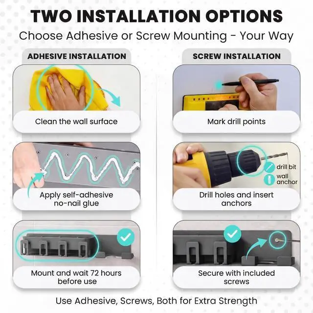 Alt view image 7 of 7 - Hair Dryer Holder Wall Mounted - Hair Dryer Organizer - Bathroom Wall Storage - Blow Dryer Holder Wall Mounted - Hair Tool Organizer