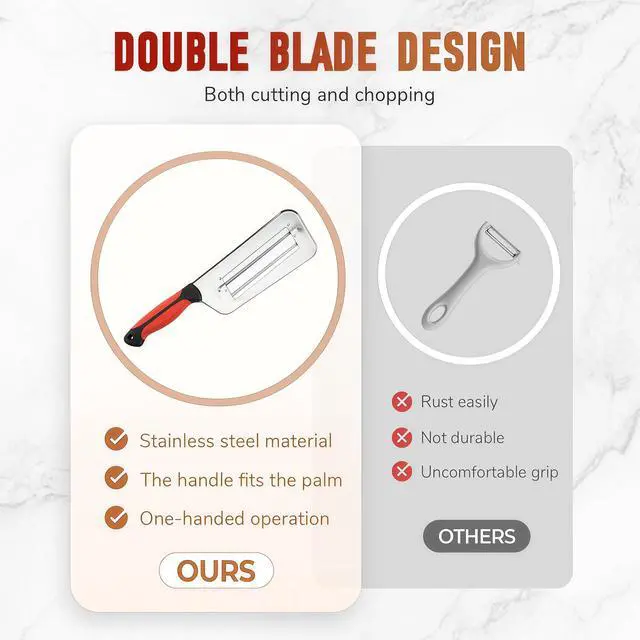 Alt view image 4 of 7 - 2026 New Stainless Steel Dual Blade Julienne Cutter, Multifunctional Vegetable Cutter, for Sauerkraut Coleslaw Mandoline Slicer With Silicone Finger Grips Peeler