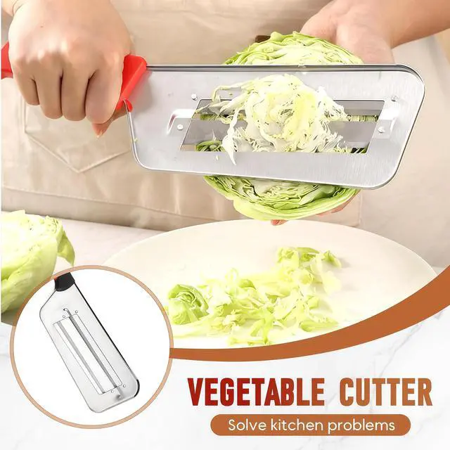 Alt view image 2 of 7 - 2026 New Stainless Steel Dual Blade Julienne Cutter, Multifunctional Vegetable Cutter, for Sauerkraut Coleslaw Mandoline Slicer With Silicone Finger Grips Peeler