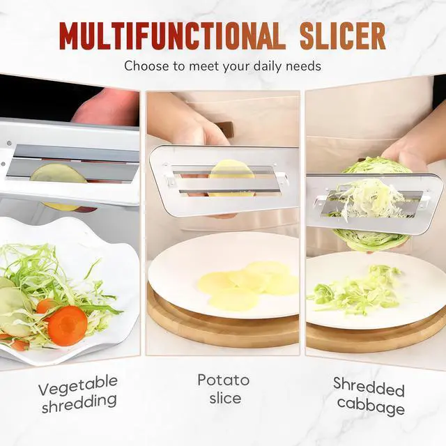 Alt view image 3 of 7 - 2026 New Stainless Steel Dual Blade Julienne Cutter, Multifunctional Vegetable Cutter, for Sauerkraut Coleslaw Mandoline Slicer With Silicone Finger Grips Peeler