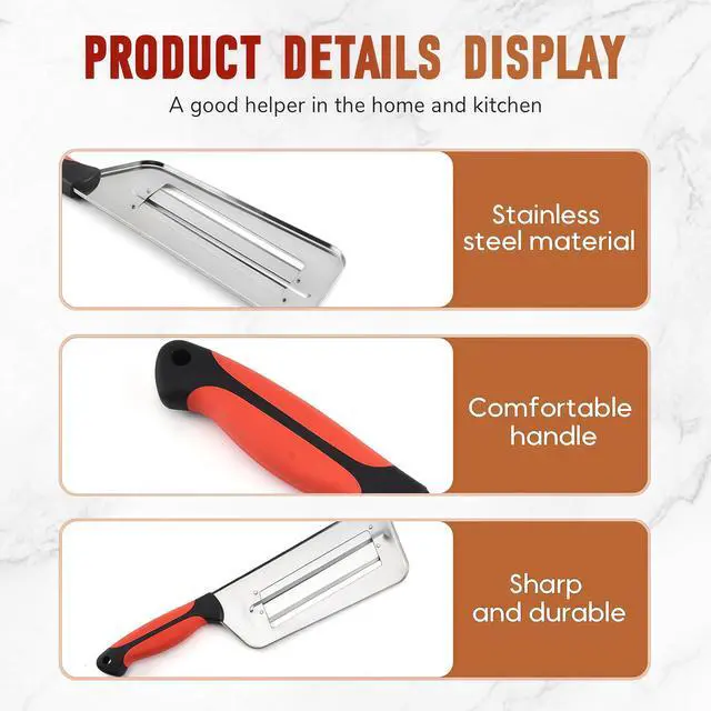 Alt view image 5 of 7 - 2026 New Stainless Steel Dual Blade Julienne Cutter, Multifunctional Vegetable Cutter, for Sauerkraut Coleslaw Mandoline Slicer With Silicone Finger Grips Peeler