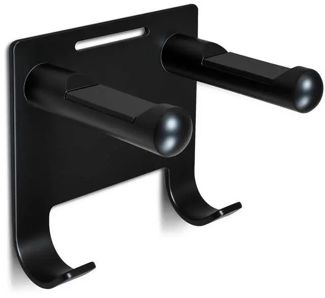 Main image of Hair Dryer Holder Stainless Steel Chromed (Black with Hooks)
