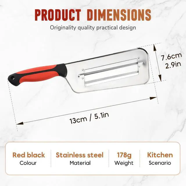 Alt view image 7 of 7 - 2026 New Stainless Steel Dual Blade Julienne Cutter, Multifunctional Vegetable Cutter, for Sauerkraut Coleslaw Mandoline Slicer With Silicone Finger Grips Peeler