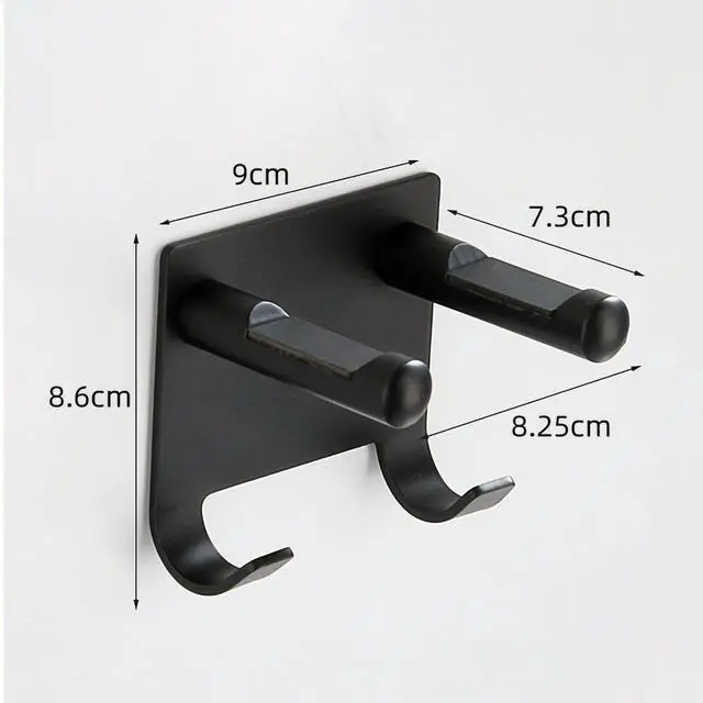 Alt view image 6 of 7 - Hair Dryer Holder Stainless Steel Chromed (Black with Hooks)