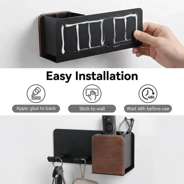 Alt view image 7 of 7 - Hair Dryer Holder Wall Mounted, Stainless Steel & Wooden Blow Dryer Holder,Hair Styling Tool Organizer Stand, Bathroom Shelf Rack For Vanity Countertop
