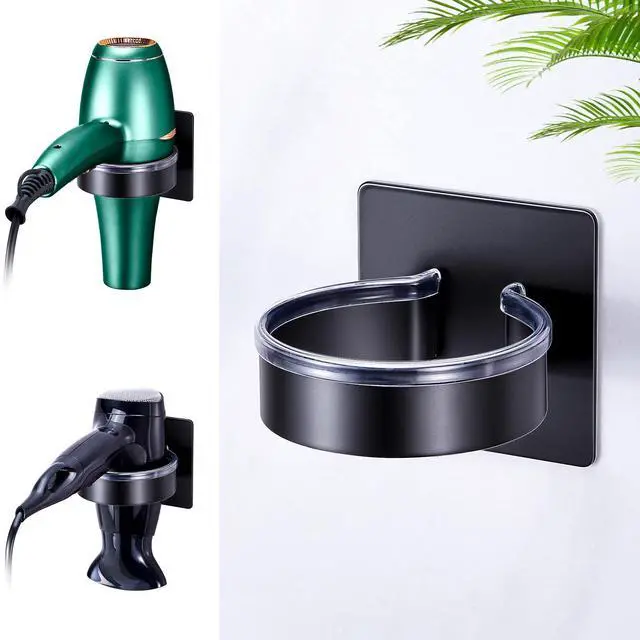 Main image of Blow Dryer Holder Wall Mounted, hairdryer holder for bathroom, Blow Dryer Organizer, hair tool organizer wall mount, Adhesive Hair Dryer Storage for Bathroom Barber Shop (Black)