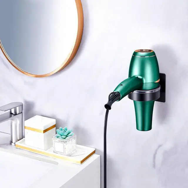 Alt view image 3 of 7 - Blow Dryer Holder Wall Mounted, hairdryer holder for bathroom, Blow Dryer Organizer, hair tool organizer wall mount, Adhesive Hair Dryer Storage for Bathroom Barber Shop (Black)