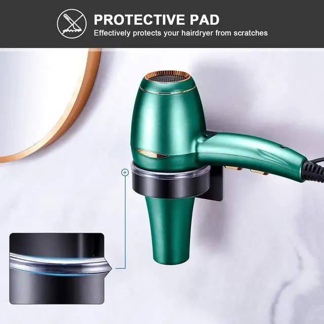 Alt view image 4 of 7 - Blow Dryer Holder Wall Mounted, hairdryer holder for bathroom, Blow Dryer Organizer, hair tool organizer wall mount, Adhesive Hair Dryer Storage for Bathroom Barber Shop (Black)