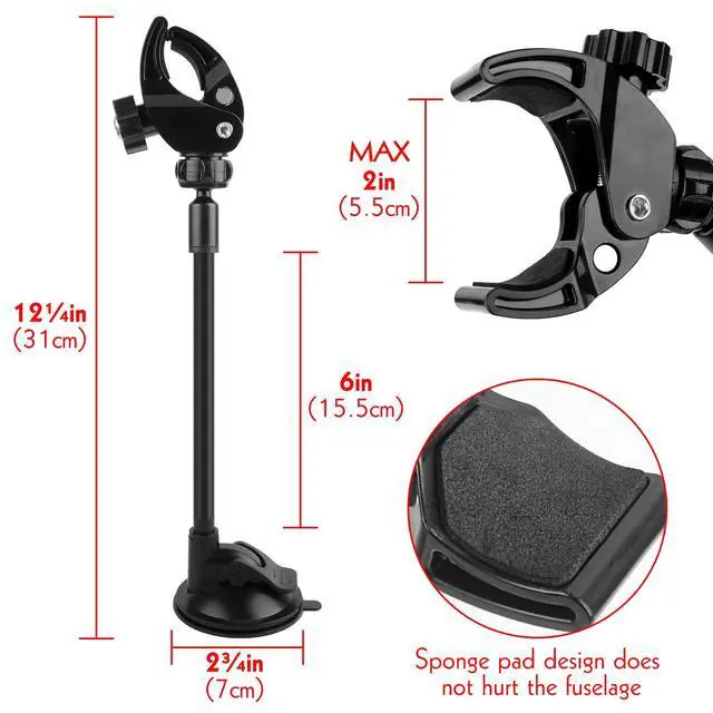 Alt view image 2 of 6 - Adjustable Hair Dryer Holder Stand, 360 Degree Rotation Blow Dryer Bracket with Positionable Arm and Suction Cup, Hands Free Hair Dryer Holder for Mirror and Ceramic Tile (Black 1Pack)