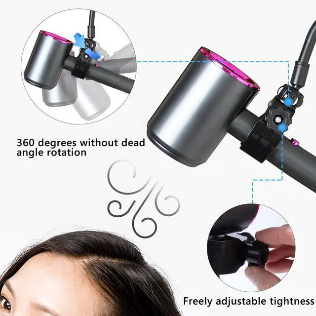 Alt view image 3 of 6 - Adjustable Hair Dryer Holder Stand, 360 Degree Rotation Blow Dryer Bracket with Positionable Arm and Suction Cup, Hands Free Hair Dryer Holder for Mirror and Ceramic Tile (Black 1Pack)