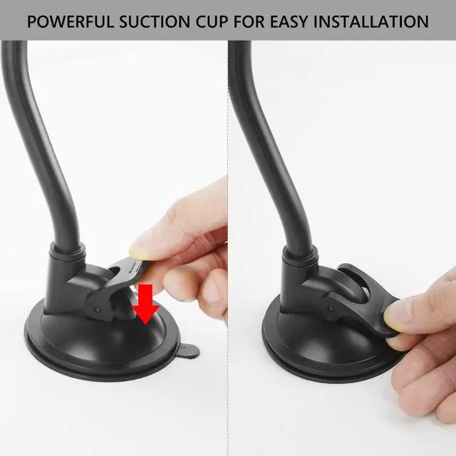 Alt view image 4 of 6 - Adjustable Hair Dryer Holder Stand, 360 Degree Rotation Blow Dryer Bracket with Positionable Arm and Suction Cup, Hands Free Hair Dryer Holder for Mirror and Ceramic Tile (Black 1Pack)