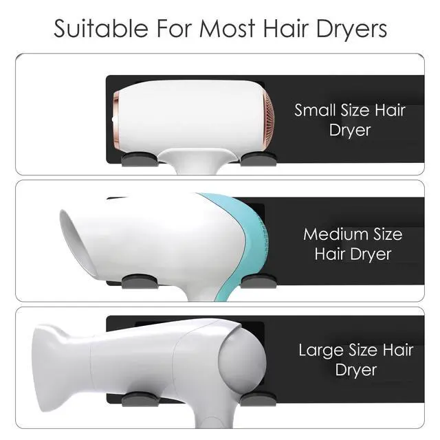 Alt view image 3 of 6 - Hair Dryer & Flat Iron Holder Wall Mount, Self Adhesive, Black