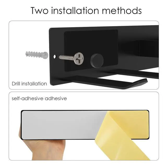 Alt view image 6 of 6 - Hair Dryer & Flat Iron Holder Wall Mount, Self Adhesive, Black