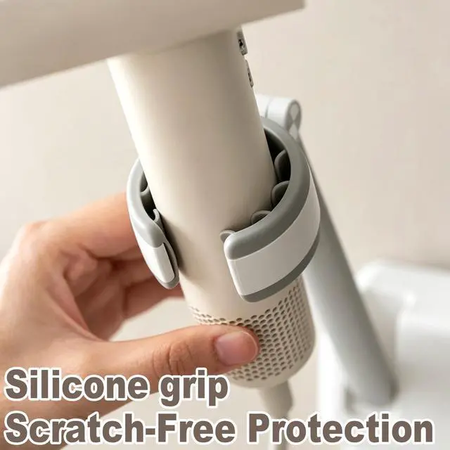 Alt view image 5 of 7 - Hands Free Hair Dryer Holder Wall Mount, Anti-Shake Blow Dryer Stand with Adjustable Arm, Drill-Free Adhesive, Universal Fit for Most Hair Dryers, Bathroom Organizer (White)